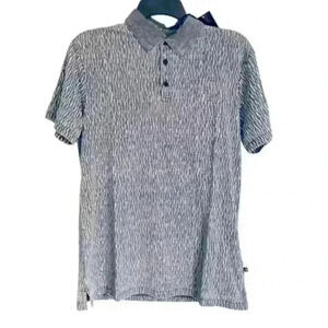 Indigo Star Mens Size Small Heather Black Geometric Short Sleeve Polo Shirt